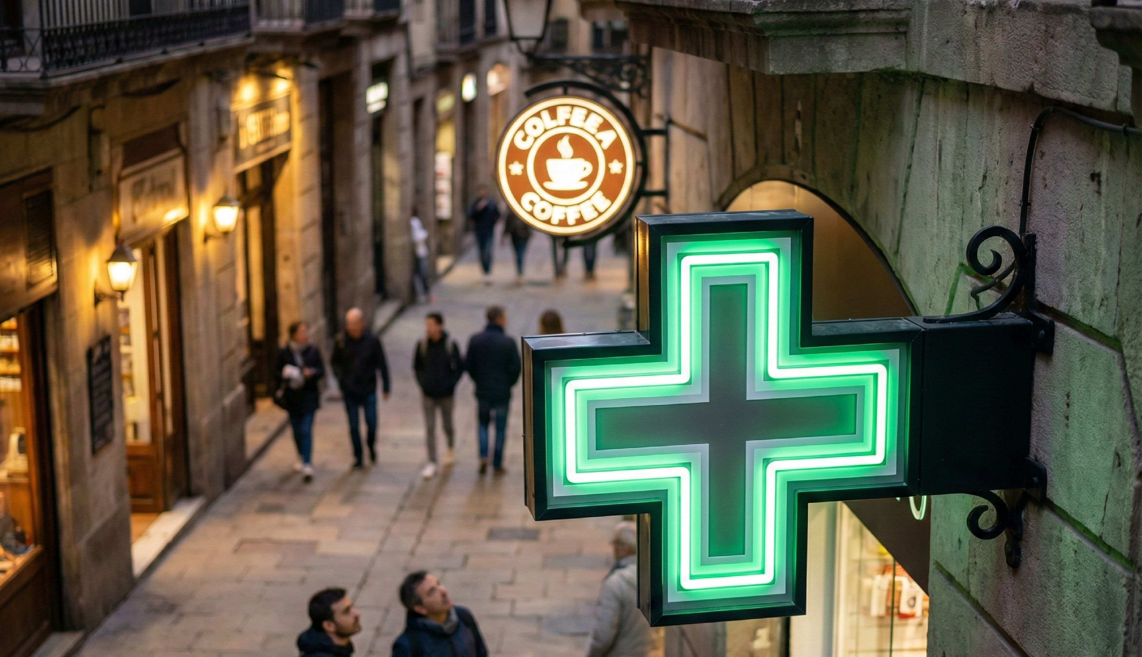 Banderola luminosa perpendicular fachada Barcelona